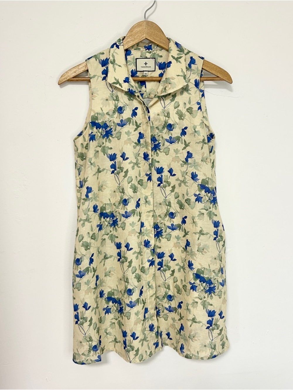 Tuckernuck XS Linen Floral Sleeveless Dress